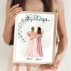 Braut & Trauzeugin - Personalisiertes Poster zur Verlobung/Hochzeit