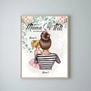 Beste Mama auf der Welt - Personalisiertes Poster (Mutter mit Kindern)