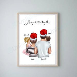 Familie an Weihnachten - Personalisiertes Poster