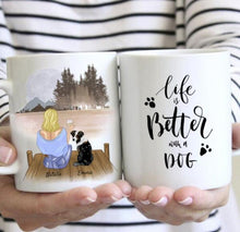 Laden Sie das Bild in den Galerie-Viewer, Hundemama - Personalisierte Tasse (Frau mit Hund oder Katze, Muttertag)

