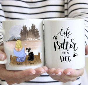 Hundemama - Personalisierte Tasse (Frau mit Hund oder Katze, Muttertag)