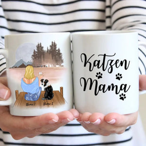 Katzenmama - Personalisierte Tasse (Frau mit Katze oder Hund, Muttertag)