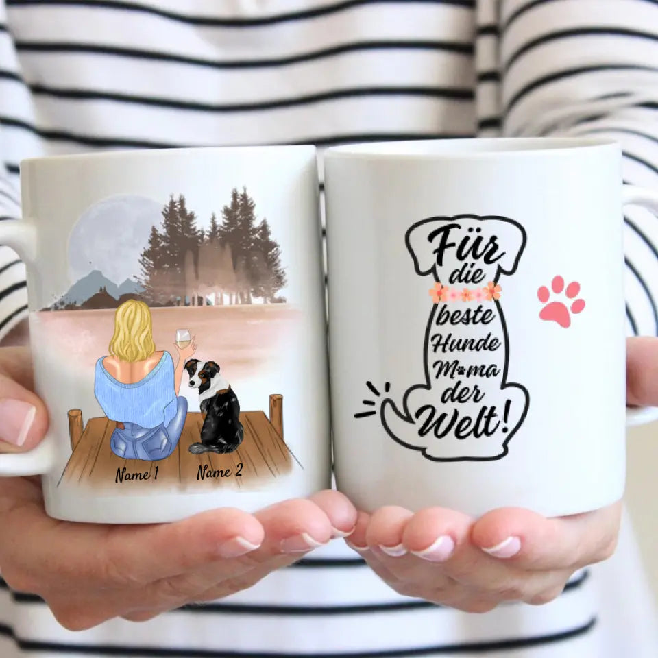 Für die beste Hundemama - Personalisierte Tasse (Frau mit Hund oder Katze, Muttertag)