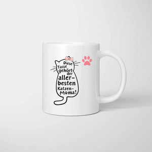 Für die beste Katzenmama - Personalisierte Tasse (Frau mit Katze oder Hund, Muttertag)