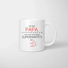 Laden Sie das Bild in den Galerie-Viewer, Ich bin Papa und was sind deine Superkräfte? - Personalisierte Tasse für Väter (Vatertag 1-4 Kinder)
