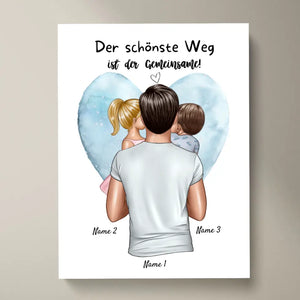 Der schönste Weg ist der gemeinsame! - Personalisiertes Vatertag Poster (Papa mit 1-4 Kindern)