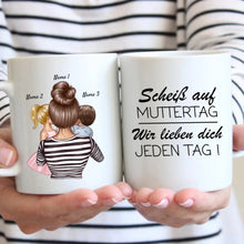 Laden Sie das Bild in den Galerie-Viewer, Mama gibt es nur einmal! - Personalisierte Familien Tasse (Muttertag, Vatertag mit 1-4 Kinder)
