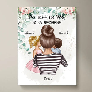 Der schönste Weg ist der gemeinsame - Personalisiertes Poster Muttertag (Mama mit Kindern)