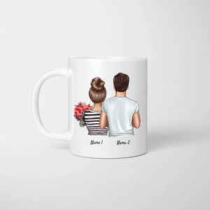 Glückliches Pärchen/ Eltern Blumenstrauß - Personalisierte Tasse (1-3 Kinder)