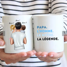 Laden Sie das Bild in den Galerie-Viewer, Papa, L&#39;homme, Le mythe, La légende - Mug personnalisé (Fête des pères, 1-4 enfants)
