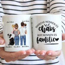 Laden Sie das Bild in den Galerie-Viewer, Beste Familientasse - Personalisierte Familien Tasse (1-4 Kinder + Haustiere)
