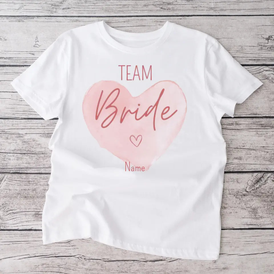 Personalisiertes JGA T-Shirt Team Braut, Tshirt Frauen, Junggesellenabschied T-Shirt, Brautjungfer Tshirt - Personalisiertes T-Shirt (100% Baumwolle, Unisex)