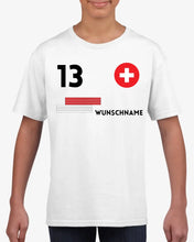 Laden Sie das Bild in den Galerie-Viewer, Fußball EM 2024 Schweiz Trikot Kinder individuell - Personalisiertes T-Shirt für Kinder (100% Baumwolle)
