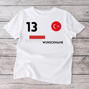 Fußball EM 2024 Türkei Trikot - Personalisiertes T-Shirt für türkische Fußball-Fans (100% Baumwolle, Unisex)