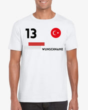 Laden Sie das Bild in den Galerie-Viewer, Fußball EM 2024 Türkei Trikot - Personalisiertes T-Shirt für türkische Fußball-Fans (100% Baumwolle, Unisex)
