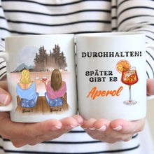 Laden Sie das Bild in den Galerie-Viewer, Durchhalten, später gibts Aperol - Personalisierte Tasse Freundinnen/ Kolleginnen (Aperol, Lillet, bis zu 4 Personen)
