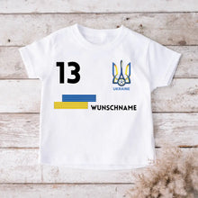 Laden Sie das Bild in den Galerie-Viewer, Fußball EM 2024 Ukraine T-Shirt Kinder individuell - Personalisiertes Trikot für Kinder (100% Baumwolle)
