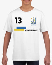 Laden Sie das Bild in den Galerie-Viewer, Fußball EM 2024 Ukraine T-Shirt Kinder individuell - Personalisiertes Trikot für Kinder (100% Baumwolle)
