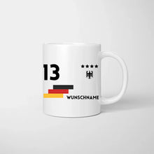 Laden Sie das Bild in den Galerie-Viewer, EM 2024 Trikot-Tasse - Personalisierte Tasse zur Fußball-EM, Wunschnummer und Name, individuelle Tasse Fan Tasse Deutschland
