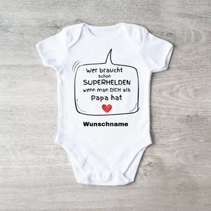 Superhelden Papa - Personalisierter Baby-Onesie/ Strampler, 100% Bio-Baumwolle