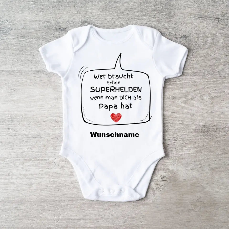 Superhelden Papa - Personalisierter Baby-Onesie/ Strampler, 100% Bio-Baumwolle