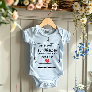 Superhelden Papa - Personalisierter Baby-Onesie/ Strampler, 100% Bio-Baumwolle