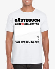 Laden Sie das Bild in den Galerie-Viewer, Gästebuch Geburtstag - Personalisiertes T-Shirt zum beschriften (100% Baumwolle, Unisex)
