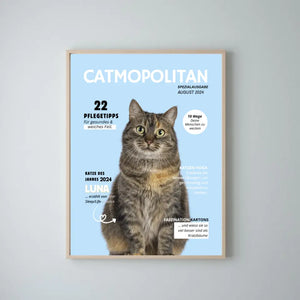 Personalisiertes Haustier Cover Poster - Katzenmagazin mit Foto deiner Katze/ Kater