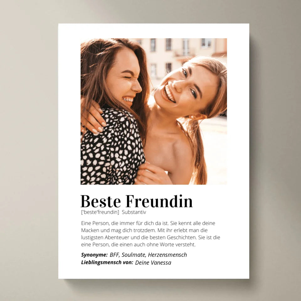 Foto-Poster "Definition" - Personalisiertes Geschenk "Beste Freundin"