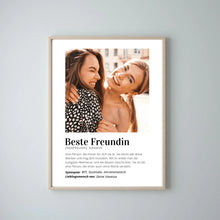 Laden Sie das Bild in den Galerie-Viewer, Foto-Poster &quot;Definition&quot; - Personalisiertes Geschenk &quot;Beste Freundin&quot;
