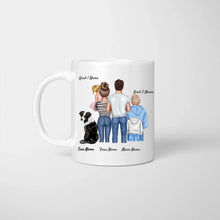 Laden Sie das Bild in den Galerie-Viewer, Personalisierte Familien Tasse &quot;Wo die Liebe niemals endet&quot; (1-4 Kinder + Haustiere)
