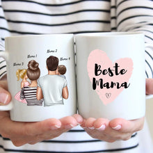 Laden Sie das Bild in den Galerie-Viewer, Eltern mit Kindern - Personalisierte Tasse (1-4 Kinder), Individuelles Geschenk Familie
