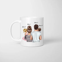 Laden Sie das Bild in den Galerie-Viewer, Eltern mit Kindern - Personalisierte Tasse (1-4 Kinder), Individuelles Geschenk Familie
