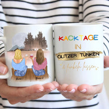 Laden Sie das Bild in den Galerie-Viewer, Kacktage in Glitzer tunken - Personalisierte Tasse Freundinnen &amp; Kolleginnen (2-4 Personen), Geschenkidee witzig
