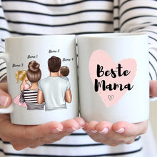 Laden Sie das Bild in den Galerie-Viewer, Eltern mit Kindern - Personalisierte Tasse (1-4 Kinder), Geschenkidee Familie
