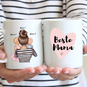 Mama mit Kindern - Personalisierte Tasse