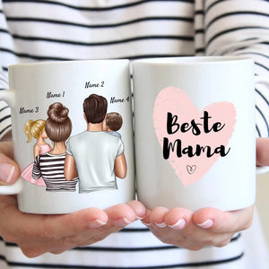 Eltern mit Kindern - Personalisierte Tasse