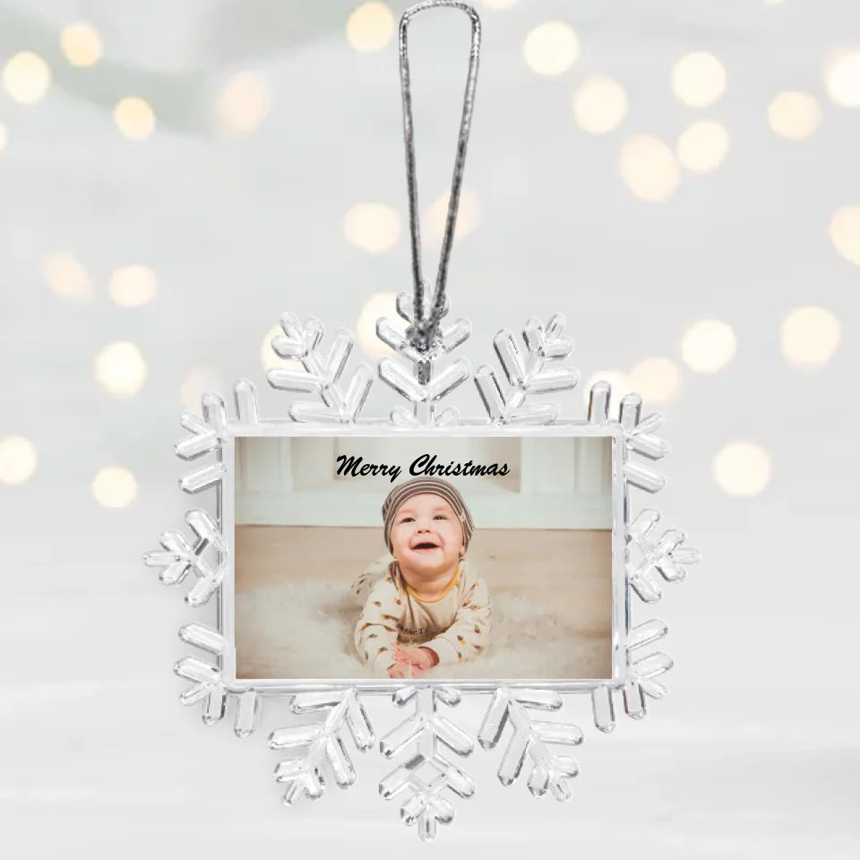 Personalisierte Baby Christbaum-Schneeflocke - Eigenes Foto, Geschenk Familie Weihnachten, Neugeborenes