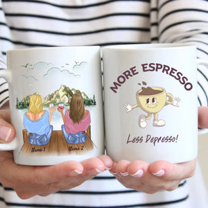 More espresso, less depresso collègues - Mug personnalisé (2-4 personnes, idée cadeau collègue)