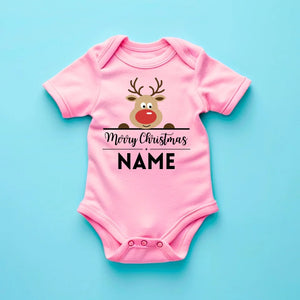 Merry Christmas Baby - Personalisierter Baby-Onesie/ Strampler zu Weihnachten, 100% Bio-Baumwolle