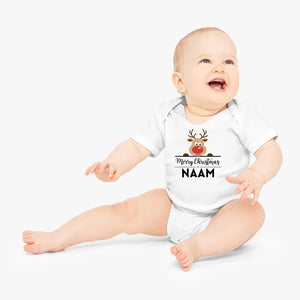 Merry Christmas Baby - Gepersonaliseerde baby onesie/ romper voor Kerstmis, 100% biologisch katoen