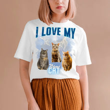 Laden Sie das Bild in den Galerie-Viewer, I love my Cat Vintage 90s - Personalisiertes Foto T-Shirt (100% Baumwolle, Unisex)
