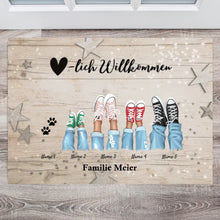 Laden Sie das Bild in den Galerie-Viewer, Herzlich Willkommen - Personalisierte Weihnachtszeit Fußmatte Familie (2-8 Personen &amp; Haustiere)
