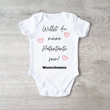 Laden Sie das Bild in den Galerie-Viewer, Willst du meine Patentante sein? - Personalisierter Baby-Onesie/ Strampler, Weihnachtsgeschenk, 100% Bio-Baumwolle
