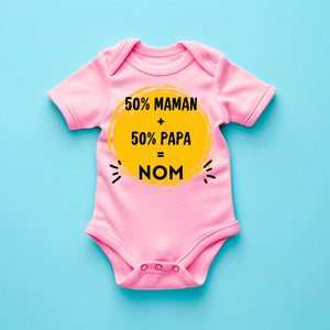 50% Maman + 50% Papa = Moi - Onesie/dorsal bébé personnalisé pour Noël, 100% coton bio