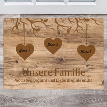 Laden Sie das Bild in den Galerie-Viewer, Unsere Familie, wo Leben beginnt und Liebe niemals endet - Personalisierte Fußmatte (für innen und aussen)
