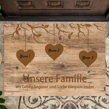 Laden Sie das Bild in den Galerie-Viewer, Unsere Familie, wo Leben beginnt und Liebe niemals endet - Personalisierte Fußmatte (für innen und aussen)
