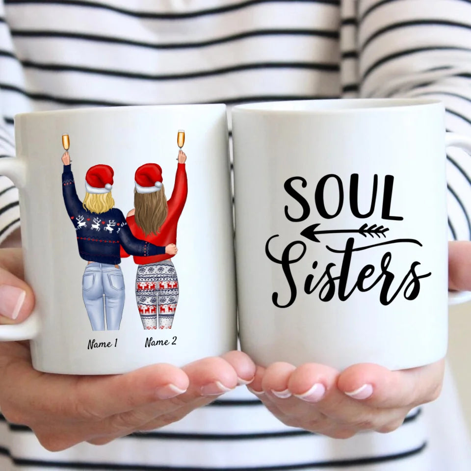 Weihnachten Beste Freundinnen - Personalisierte Tasse (2-4 Frauen)