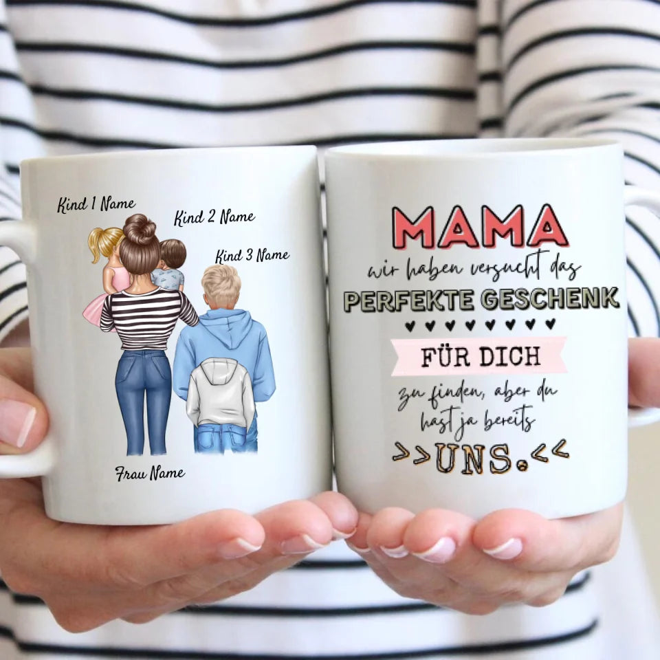 Perfektes Geschenk Mama = Wir - Personalisiertes Geschenk Weihnachten (Mutter mit 1-4 Kindern)