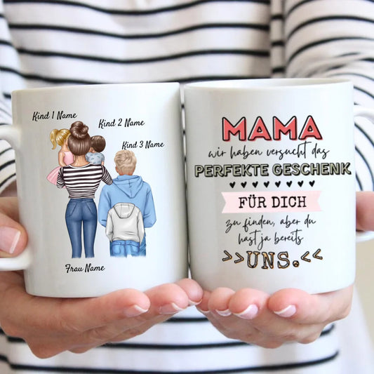 Perfektes Geschenk Mama = Wir - Personalisiertes Geschenk Weihnachten (Mutter mit 1-4 Kindern)